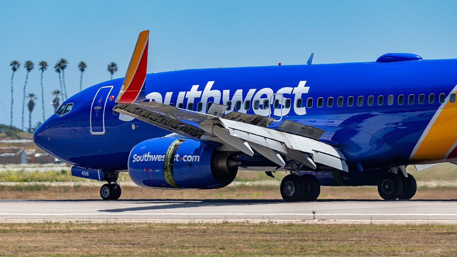 A Southwest 737 at Santa Barbara Airport. The passenger figures are preliminary until the city's books close.