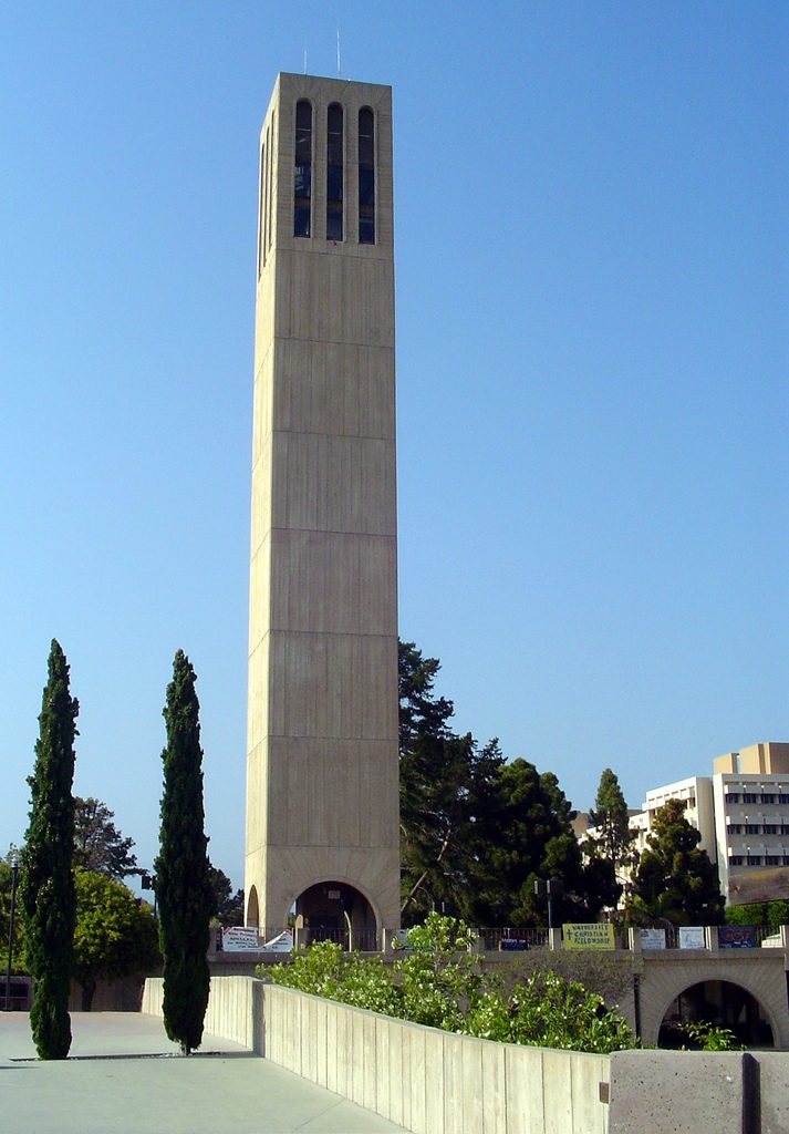 Storke Tower, the campus landmark. UCSB has extended its housing guarantee for freshmen and transfer students to two years.