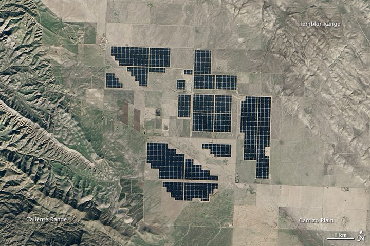 A utility-scale solar array in California